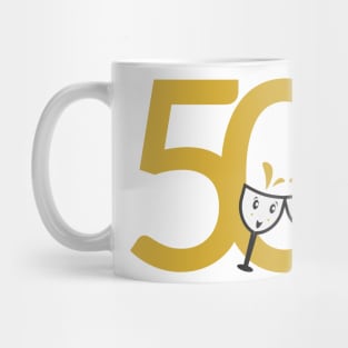 50th Birthday Large Numbers and Cute Wine Glasses Mug